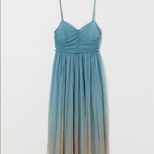 H&M Pleated Dress - Turquoise/Faded (brown/tan) - ombre effect